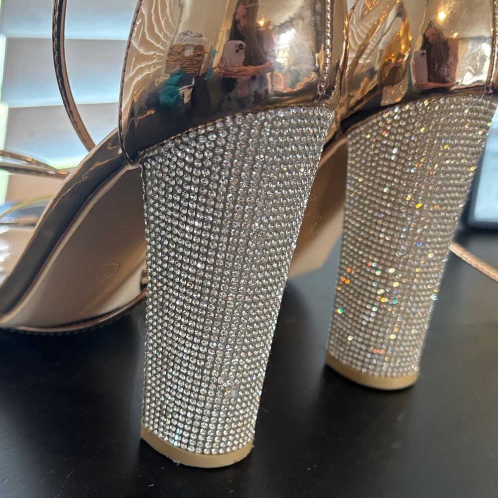 Shimmering Gold Rhinestone Heels - Picture 2 of 4
